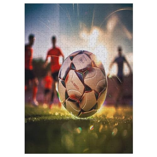 Fußball Holzpuzzle 300 Stück Puzzles Für Erwachsene Teenager Stress Abbauen Familien-Puzzlespiel Poster 300-teiliges Puzzle Kinder Lernspiel Spielzeug Geschenk （42×30cm） von GGJJTT