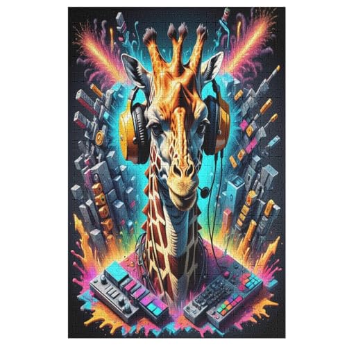 Giraffe 1000 Teile Holzpuzzle,einzigartiges Puzzle, Geschenk Für Erwachsene,Familienspiel,Herausforderungsaktivität,78×53cm von GGJJTT