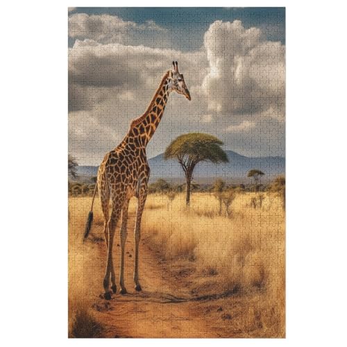 Giraffe Holzpuzzle 1000 Teile, Knobelspiele Für Erwachsene, Teenager, Puzzles Unmögliche - Kinder Puzzle Zimmer Deko （78×53cm） von GGJJTT