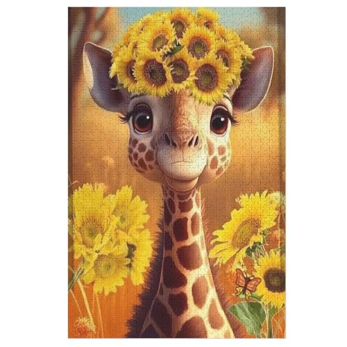 Giraffe Puzzle 1000 Teile, Holzpuzzle Herausforderndes Geschicklichkeitsspiel Für Die Ganze Familie, Kinder Erwachsenenpuzzle Ab 12 Jahren （78×53cm） von GGJJTT