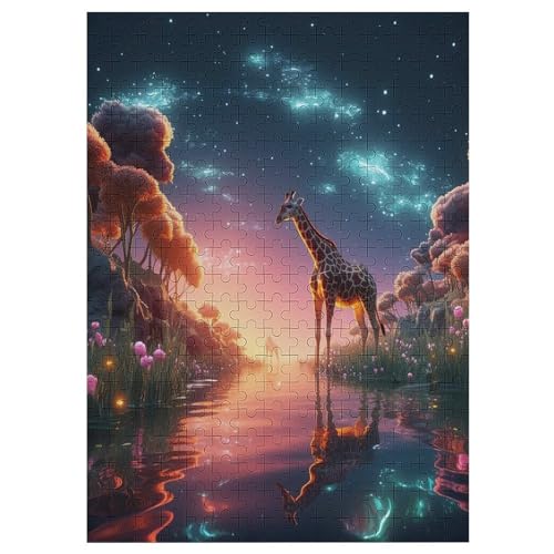 Giraffe Puzzles 300 Teile Erwachsener Kniffel Spaß Für Die Ganze Familie - 300 Puzzleteilige Motive, Holzpuzzle Kinder Erwachsene, Impossible Puzzle Schwer （42×30cm） von GGJJTT