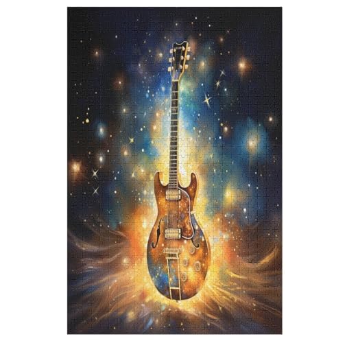 Gitarre 1000 Teile Premium-Puzzles Für Erwachsene Kinder- Holzpuzzles Spaß Und Lernspiele - Perfekte Puzzle-Geschenke （78×53cm） von GGJJTT