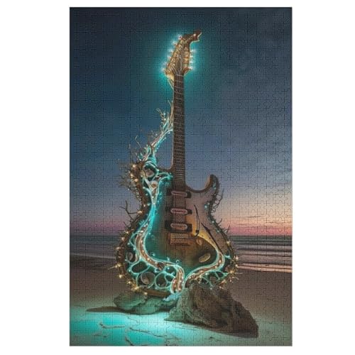 Gitarren-Puzzle Für Erwachsene, 1000 Teile, Holzpuzzle, Kinderpuzzle, Dekompressionsspiel, Spielzeugpuzzle （78×53cm） von GGJJTT