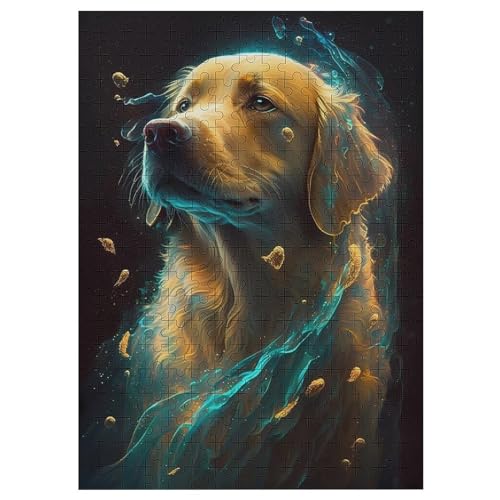 Golden Retriever Hund Holzpuzzle 300 Teile, Knobelspiele Für Erwachsene, Teenager, Puzzles Unmögliche - Kinder Puzzle Zimmer Deko （42×30cm） von GGJJTT