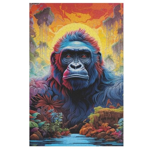 Gorilla Holzpuzzle 1000 Teile, Knobelspiele Für Erwachsene, Teenager, Puzzles Unmögliche - Kinder Puzzle Zimmer Deko 78×53cm von GGJJTT