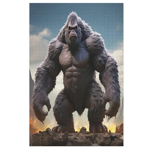 Gorilla Puzzle Für Erwachsene 1000 Teile Premium Recyceltes Brett Zum Lernen, Lernspielzeug, Familienspiele Kinder Holzpuzzle （78×53cm） von GGJJTT