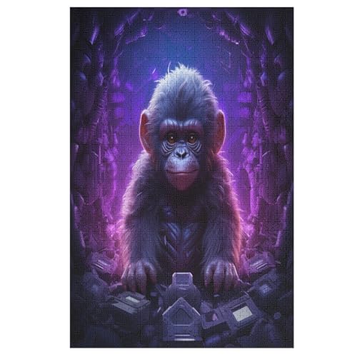 Gorilla Puzzles 1000 Teile Für Jugendliche Kreatives Holzpuzzlespielzeug Familienspiel Schwierigkeitsgrad Herausforderungspuzzles 78×53cm von GGJJTT