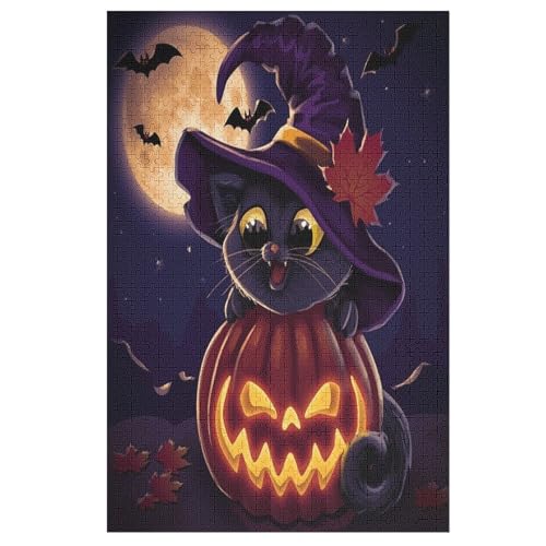 Halloweenkürbis Puzzles 1000 Teile Erwachsener Kniffel Spaß Für Die Ganze Familie, Holzpuzzle Kinder Erwachsene, Impossible Puzzle Schwer 78×53cm von GGJJTT