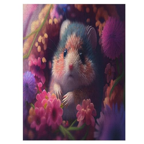 Hamster Puzzle 500 Teile, Holzpuzzle Für Erwachsene, Impossible Puzzle, GesKükenlichkeitsspiel Für Die Ganze Familie, Puzzle Farbenfrohes Legespiel Kinder Puzzles （55×41cm） von GGJJTT