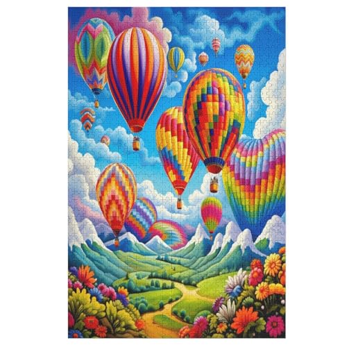 Heißluftballon Holzpuzzle Erwachsene - 1000 Teiliges Jigsaw Knobelspiel - Puzzle Für Erwachsene & Kinder - Outdoor & Reisespielzeug - Geduldspiel （78×53cm） von GGJJTT