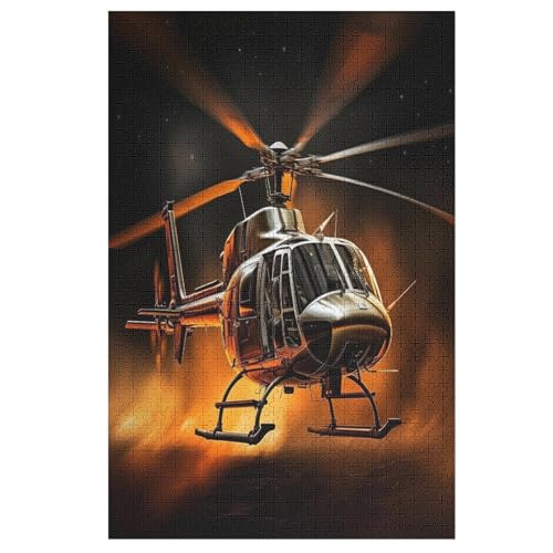 Helikopter -Puzzle, 1000 Teile,Holzpuzzle Für Erwachsene Kinder, Lustiges Spielzeug, Denkspiel, Spielzeug, Bildungsspiel, Herausforderung, Pädagogisch, （78×53cm） von GGJJTT