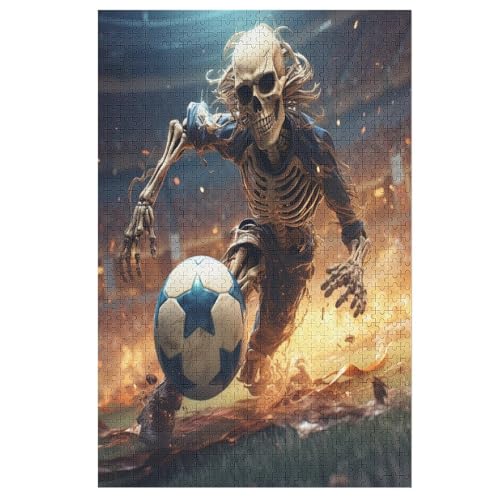 Holzpuzzle 1000 Teile, Skull Fußball Puzzles Erwachsene Und Kinder, Am Besten Für Die Familienspielsammlung 78×53cm von GGJJTT