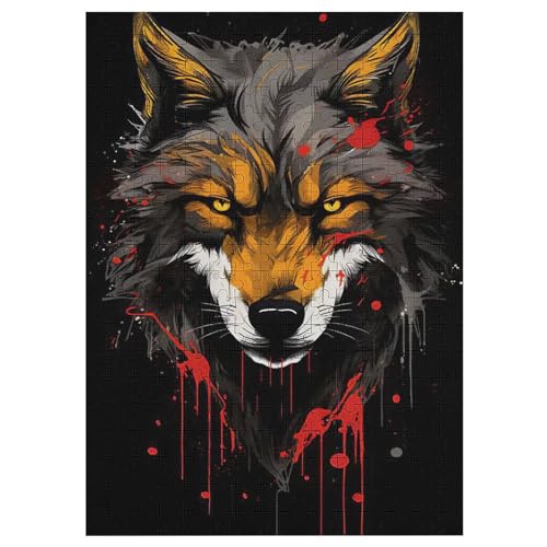 Holzpuzzle 300 Teile, Wolf Puzzles Erwachsene Und Kinder, Am Besten Für Die Familienspielsammlung - Puzzle （42×30cm） von GGJJTT