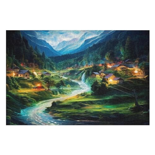 Holzpuzzle Dörfer Puzzle 1000 Teile Erwachsene Klassische Pädagogisches Spielzeug Kinder Lernspiel Herausforderndes Puzzles 78×53cm von GGJJTT