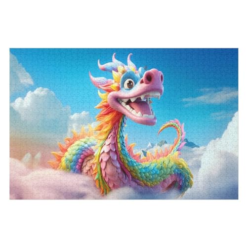 Holzpuzzle Drache Puzzle 1000 Teile Erwachsene Klassische Pädagogisches Spielzeug Kinder Lernspiel Herausforderndes Puzzles 78×53cm von GGJJTT