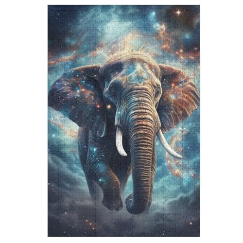 Holzpuzzle Elefant Puzzle 1000 Teile Erwachsene Klassische Pädagogisches Spielzeug Kinder Lernspiel Herausforderndes Puzzles 78×53cm von GGJJTT