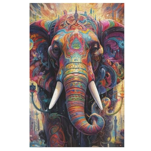 Holzpuzzle Elefant Puzzle 1000 Teile Erwachsene Klassische Pädagogisches Spielzeug Kinder Lernspiel Herausforderndes Puzzles 78×53cm von GGJJTT