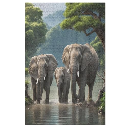 Holzpuzzle Elefant Puzzle 1000 Teile Erwachsene Klassische Pädagogisches Spielzeug Kinder Lernspiel Herausforderndes Puzzles 78×53cm von GGJJTT