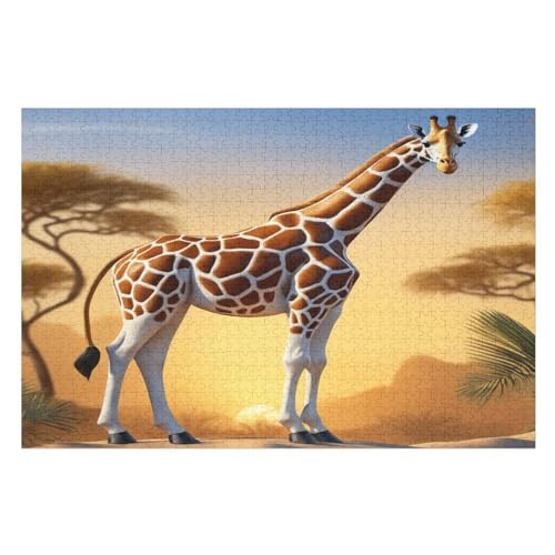 Holzpuzzle Giraffe Puzzle 1000 Teile Erwachsene Klassische Pädagogisches Spielzeug Kinder Lernspiel Herausforderndes Puzzles 78×53cm von GGJJTT