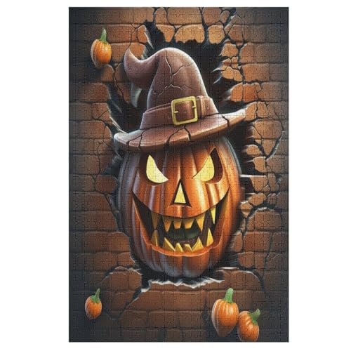 Holzpuzzle Halloweenkürbis Puzzle 1000 Teile Erwachsene Klassische Pädagogisches Spielzeug Kinder Lernspiel Herausforderndes Puzzles （78×53cm） von GGJJTT