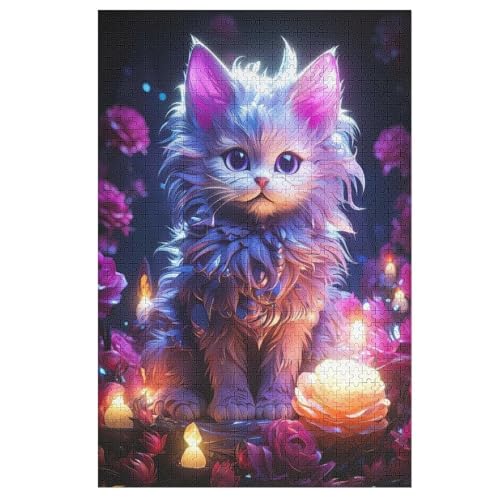 Holzpuzzle Katze Puzzle 1000 Teile Erwachsene Klassische Pädagogisches Spielzeug Kinder Lernspiel Herausforderndes Puzzles 78×53cm von GGJJTT