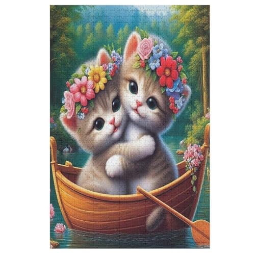 Holzpuzzle Katze Puzzle 1000 Teile Erwachsene Klassische Pädagogisches Spielzeug Kinder Lernspiel Herausforderndes Puzzles 78×53cm von GGJJTT