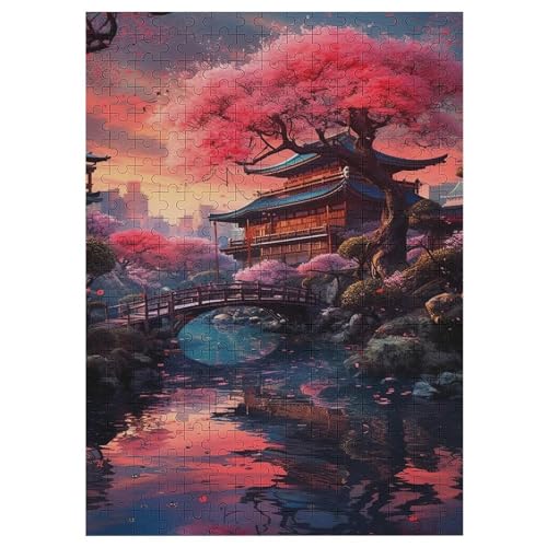 Holzpuzzle Kirschbaum Japan Kunst Puzzle 300 Teile Erwachsene Klassische Pädagogisches Spielzeug Kinder Lernspiel Herausforderndes Puzzles Raumdekoration Detailreiches Geschenk （42×30cm） von GGJJTT