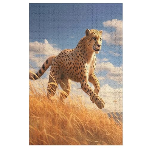 Holzpuzzle Leopard Puzzle 1000 Teile Erwachsene Klassische Pädagogisches Spielzeug Kinder Lernspiel Herausforderndes Puzzles 78×53cm von GGJJTT