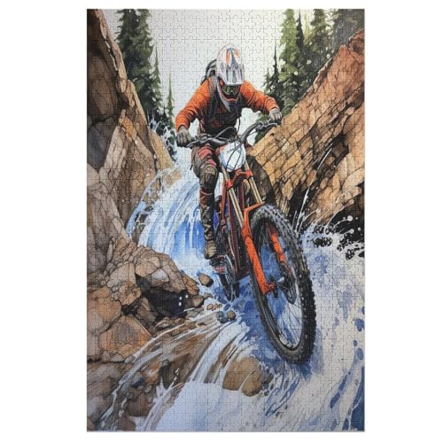 Holzpuzzle Mountainbike Puzzle 1000 Teile Erwachsene Klassische Pädagogisches Spielzeug Kinder Lernspiel Herausforderndes Puzzles 78×53cm von GGJJTT