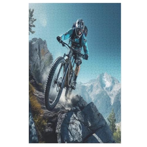 Holzpuzzle Mountainbike Puzzle 1000 Teile Erwachsene Klassische Pädagogisches Spielzeug Kinder Lernspiel Herausforderndes Puzzles 78×53cm von GGJJTT