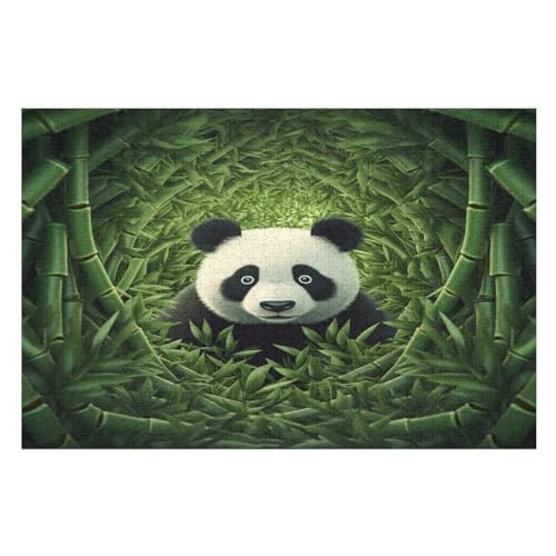 Holzpuzzle Panda Puzzle 1000 Teile Erwachsene Klassische Pädagogisches Spielzeug Kinder Lernspiel Herausforderndes Puzzles 78×53cm von GGJJTT