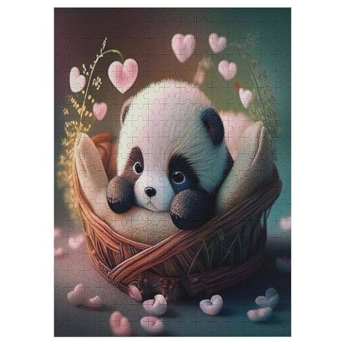 Holzpuzzle Panda Puzzle 300 Teile Erwachsene Klassische Pädagogisches Spielzeug Kinder Lernspiel Herausforderndes Puzzles Raumdekoration Detailreiches Geschenk （42×30cm） von GGJJTT