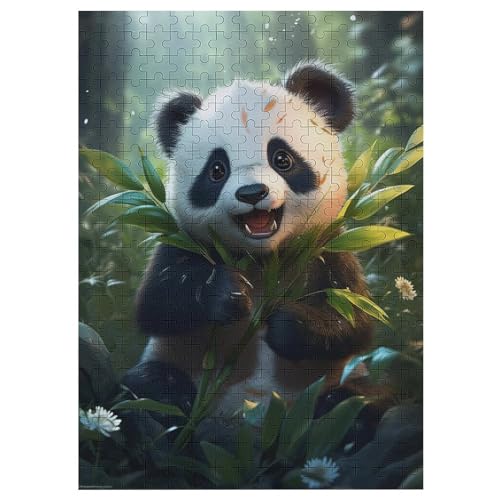 Holzpuzzle Panda Puzzle 300 Teile Erwachsene Klassische Pädagogisches Spielzeug Kinder Lernspiel Herausforderndes Puzzles Raumdekoration Detailreiches Geschenk （42×30cm） von GGJJTT