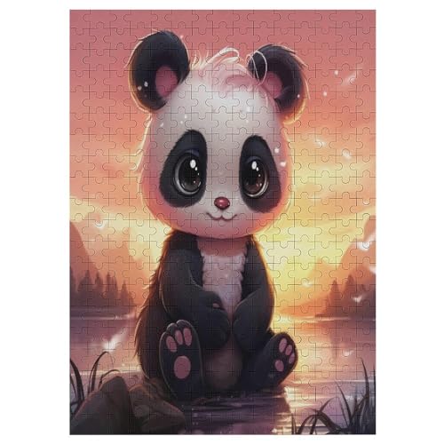 Holzpuzzle Panda Puzzle 300 Teile Erwachsene Klassische Pädagogisches Spielzeug Kinder Lernspiel Herausforderndes Puzzles Raumdekoration Detailreiches Geschenk （42×30cm） von GGJJTT