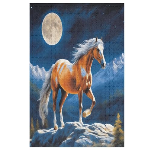 Holzpuzzle Horse Puzzle 1000 Teile Erwachsene Klassische Pädagogisches Spielzeug Kinder Lernspiel Herausforderndes Puzzles 78×53cm von GGJJTT