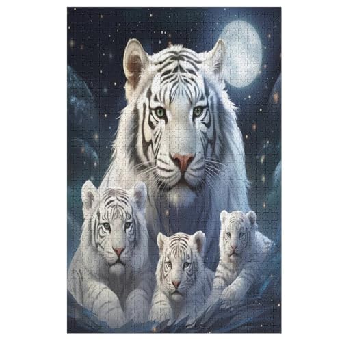 Holzpuzzle Tiger Puzzle 1000 Teile Erwachsene Klassische Pädagogisches Spielzeug Kinder Lernspiel Herausforderndes Puzzles 78×53cm von GGJJTT