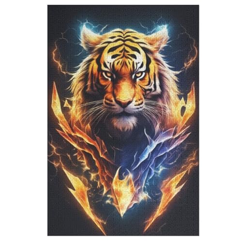 Holzpuzzle Tiger Puzzle 1000 Teile Erwachsene Klassische Pädagogisches Spielzeug Kinder Lernspiel Herausforderndes Puzzles Raumdekoration Detailreiches Geschenk （78×53cm） von GGJJTT