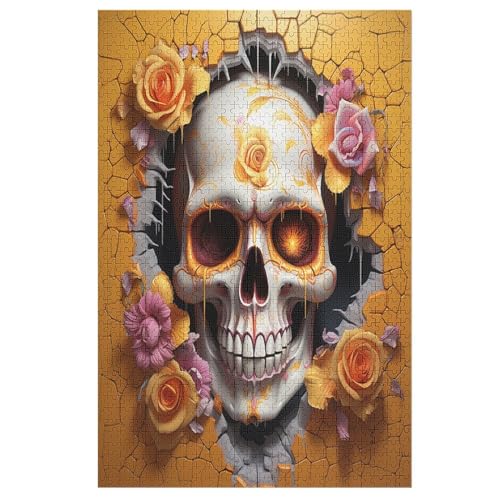 Holzpuzzle Totenkopf Puzzle 1000 Teile Erwachsene Klassische Pädagogisches Spielzeug Kinder Lernspiel Herausforderndes Puzzles 78×53cm von GGJJTT