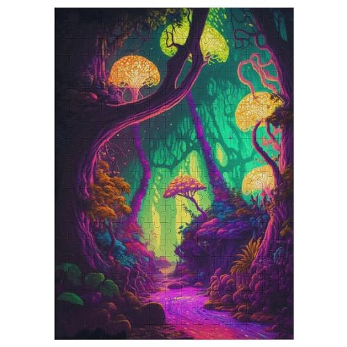 Holzpuzzle Trippy Landschaft Puzzle 300 Teile Erwachsene Klassische Pädagogisches Spielzeug Kinder Lernspiel Herausforderndes Puzzles Raumdekoration Detailreiches Geschenk （42×30cm） von GGJJTT