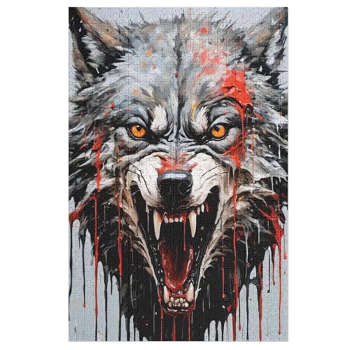 Holzpuzzle Wolf Puzzle 1000 Teile Erwachsene Klassische Pädagogisches Spielzeug Kinder Lernspiel Herausforderndes Puzzles 78×53cm von GGJJTT