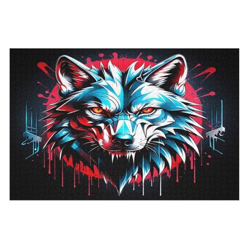 Holzpuzzle Wolf Puzzle 1000 Teile Erwachsene Klassische Pädagogisches Spielzeug Kinder Lernspiel Herausforderndes Puzzles 78×53cm von GGJJTT