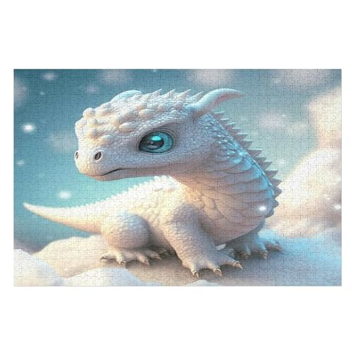 Holzpuzzles 1000 Teile Drache -Puzzle Für Jungen Und Mädchen, Schwierigkeitsgrad, Lernspiele, Familienspielzeug （75×50cm） von GGJJTT