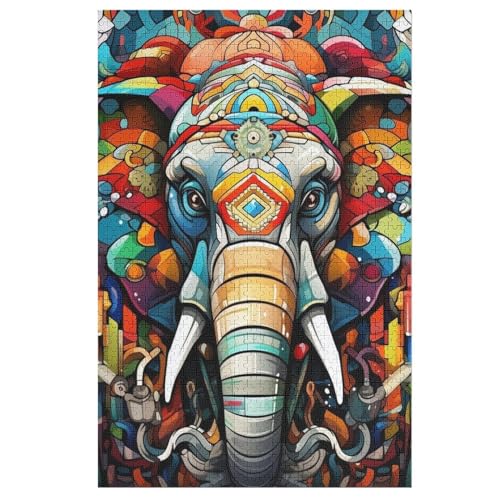 Holzpuzzles 1000 Teile Elephant -Puzzle Für Jungen Und Mädchen, Schwierigkeitsgrad, Lernspiele, Familienspielzeug （78×53cm） von GGJJTT