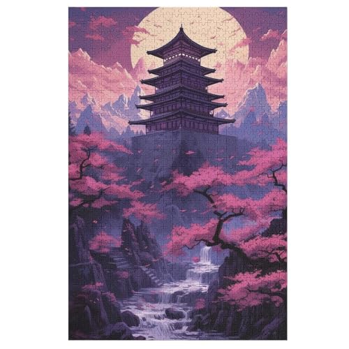 Holzpuzzles 1000 Teile Japan Style -Puzzle Für Jungen Und Mädchen, Schwierigkeitsgrad, Lernspiele, Familienspielzeug （78×53cm） von GGJJTT