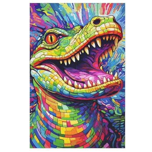 Holzpuzzles 1000 Teile Krokodil -Puzzle Für Jungen Und Mädchen, Schwierigkeitsgrad, Lernspiele, Familienspielzeug （78×53cm） von GGJJTT