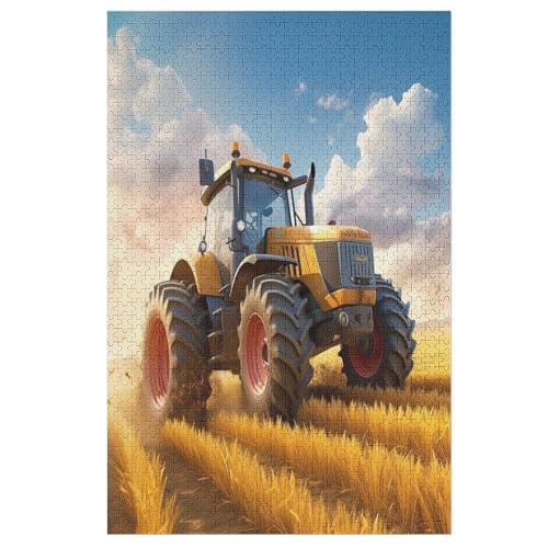 Holzpuzzles 1000 Teile Traktor -Puzzle Für Jungen Und Mädchen, Schwierigkeitsgrad, Lernspiele, Familienspielzeug （78×53cm） von GGJJTT