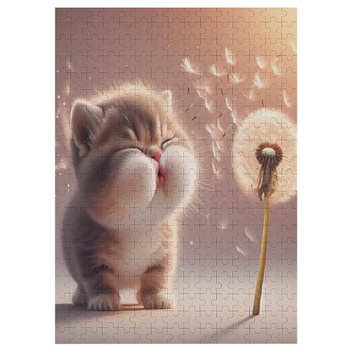 Holzpuzzles 300 Teile Cute Katze -Puzzle Für Jungen Und Mädchen, Schwierigkeitsgrad, Lernspiele, Familienspielzeug （42×30cm） von GGJJTT