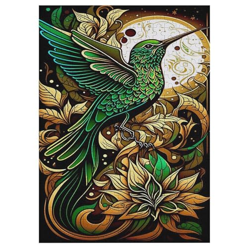 Holzpuzzles 300 Teile Kolibri -Puzzle Für Jungen Und Mädchen, Schwierigkeitsgrad, Lernspiele, Familienspielzeug （42×30cm） von GGJJTT