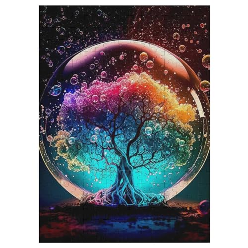 Holzpuzzles 300 Teile Kosmischer Lebensbaum -Puzzle Für Jungen Und Mädchen, Schwierigkeitsgrad, Lernspiele, Familienspielzeug （42×30cm） von GGJJTT