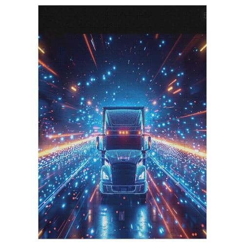 Holzpuzzles 300 Teile LKW -Puzzle Für Jungen Und Mädchen, Schwierigkeitsgrad, Lernspiele, Familienspielzeug （42×30cm） von GGJJTT